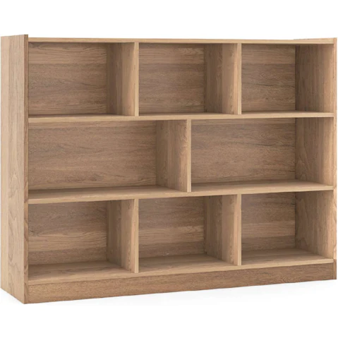 Costway 3 Tier 8 Cube Wooden Bookcase - Natural