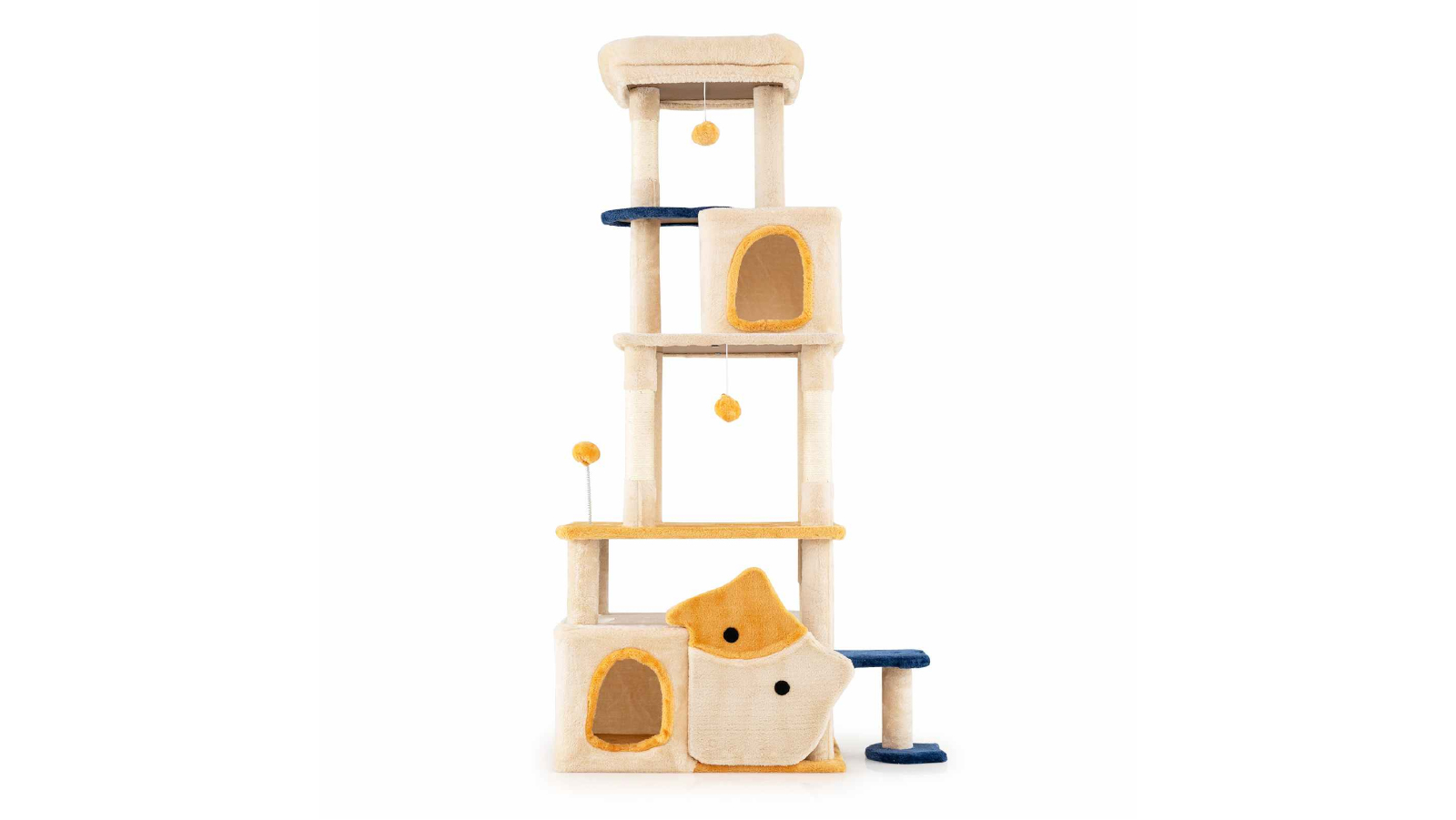Costway 159cm Cat Tree Tower Condo with Sisal Scratching Posts Removable Plush