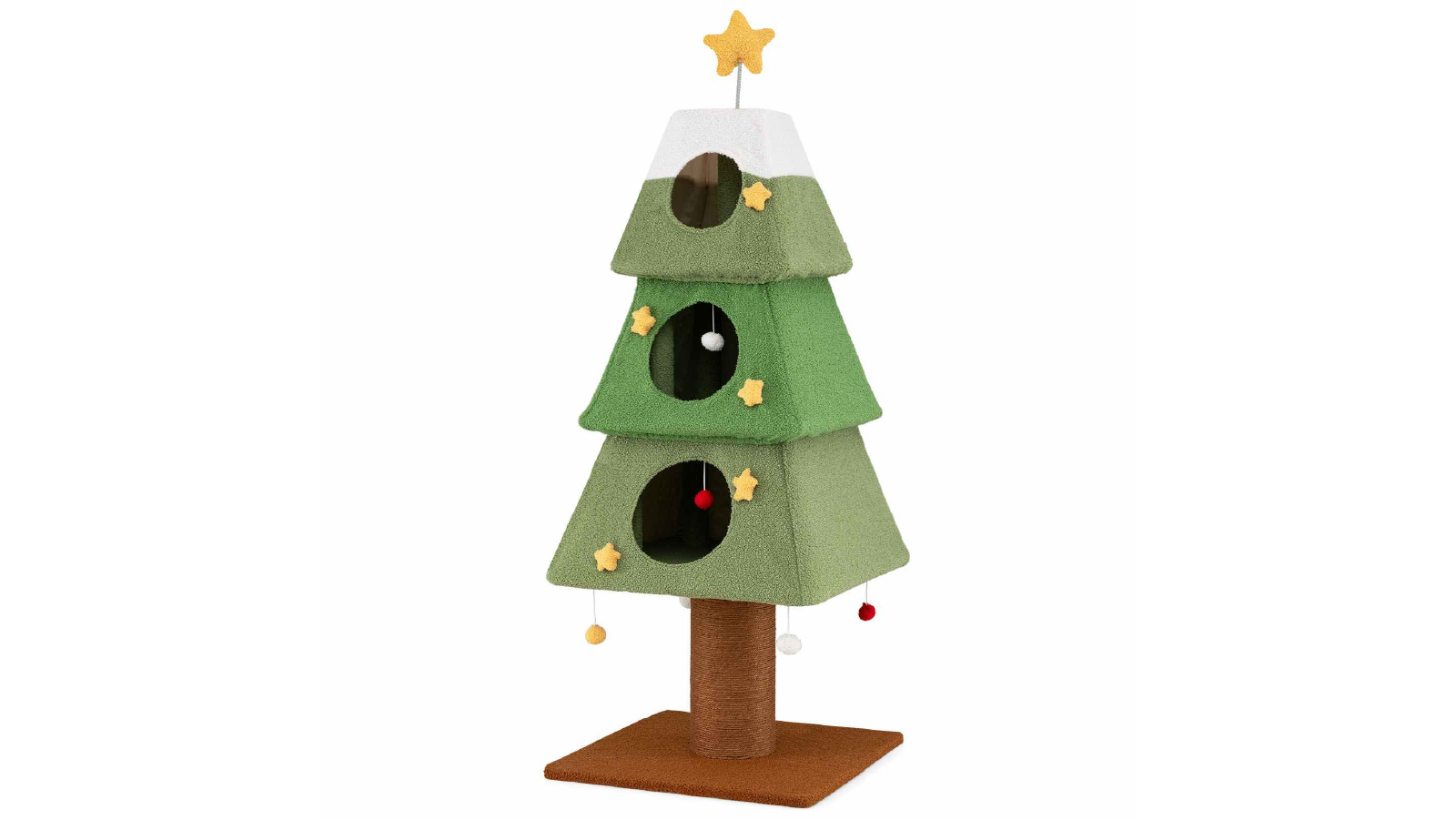 Costway 1.62m Christmas Cat Tree with Condos Ball Sisal Scratching Post