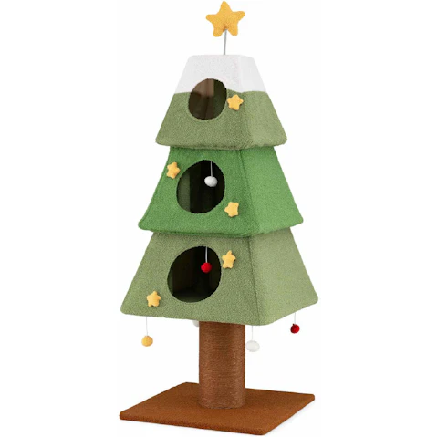 Costway 1.62m Christmas Cat Tree with Condos Ball Sisal Scratching Post
