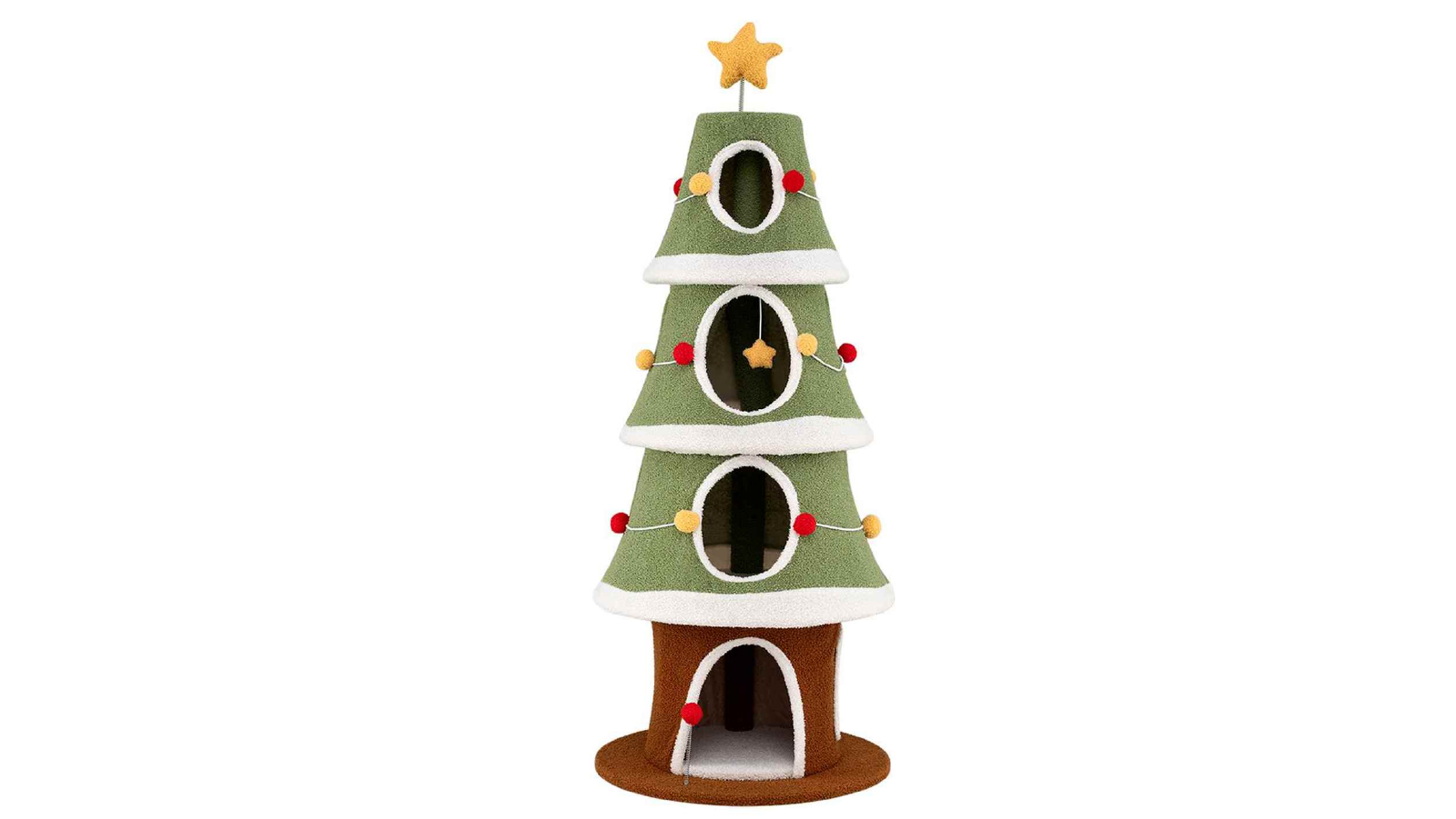Costway 154cm Large Christmas Cat Tree Indoor Cat Tower with Star Topper