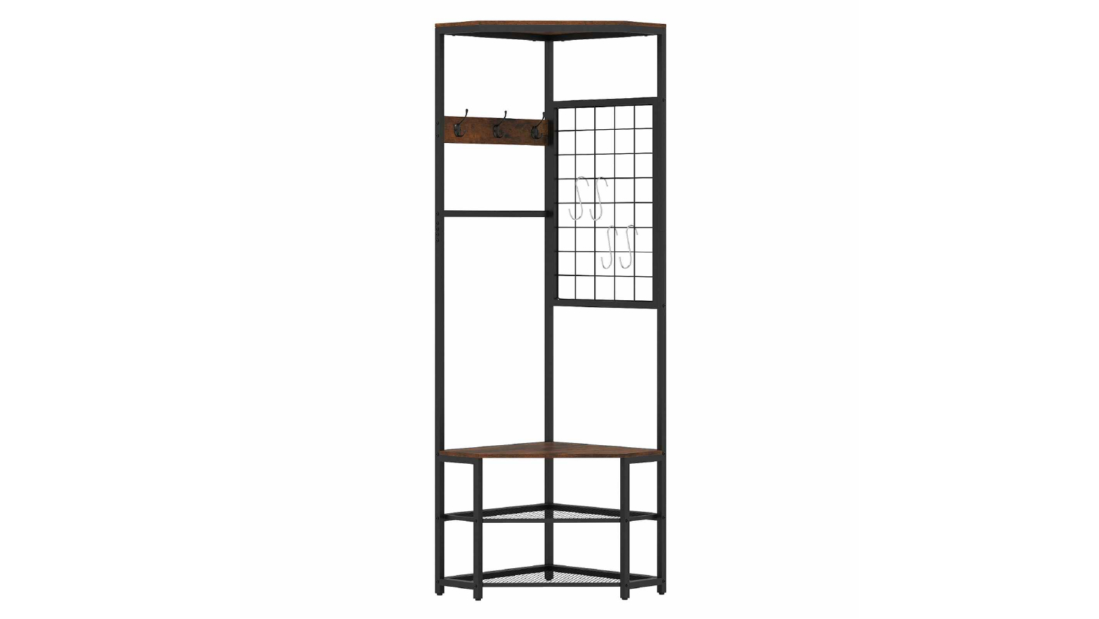 Costway 4 in 1 Metal Frame Corner Hall Tree Coat Rack