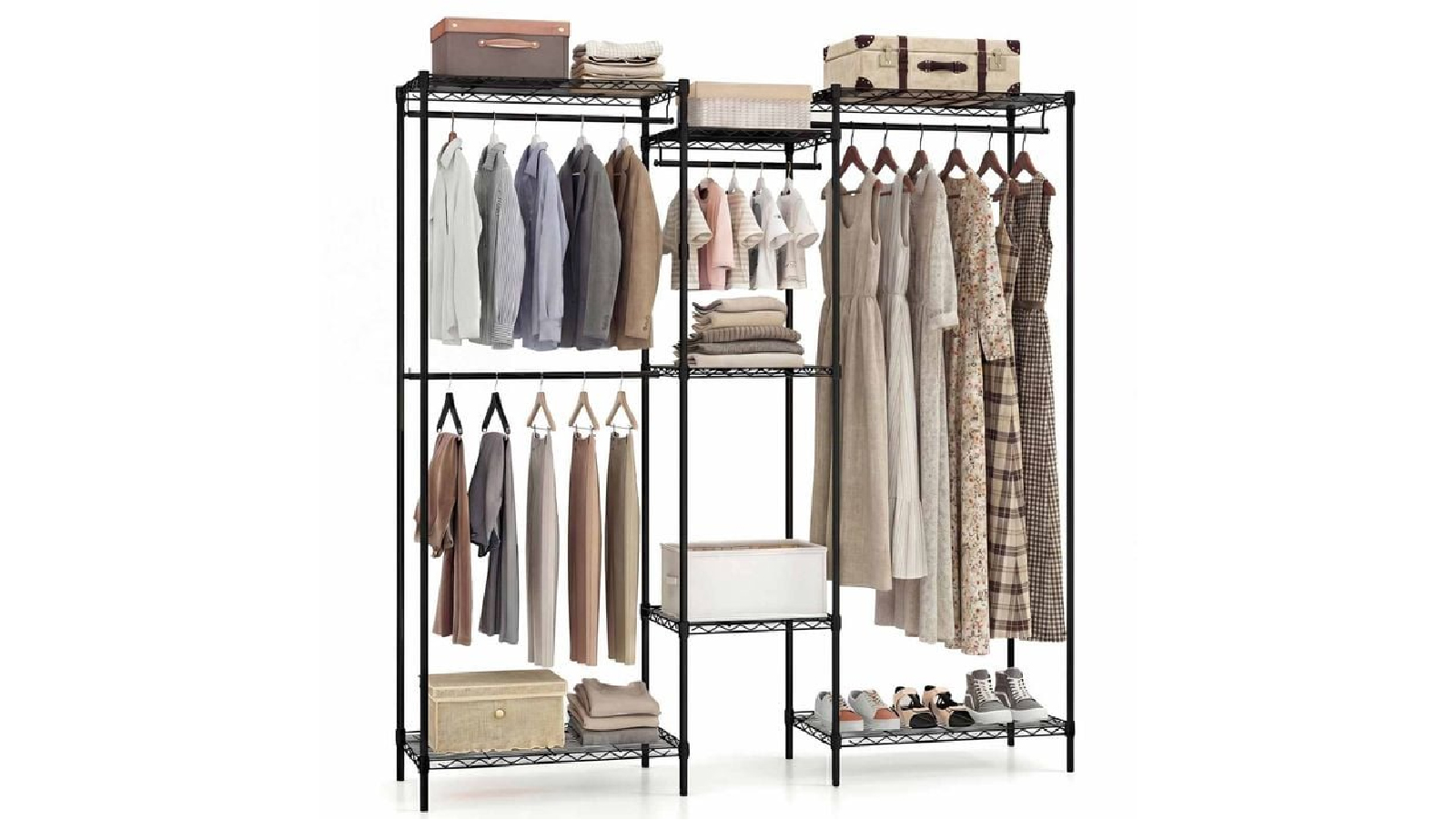 Costway Portable Metal Wardrobe Clothes Rack 