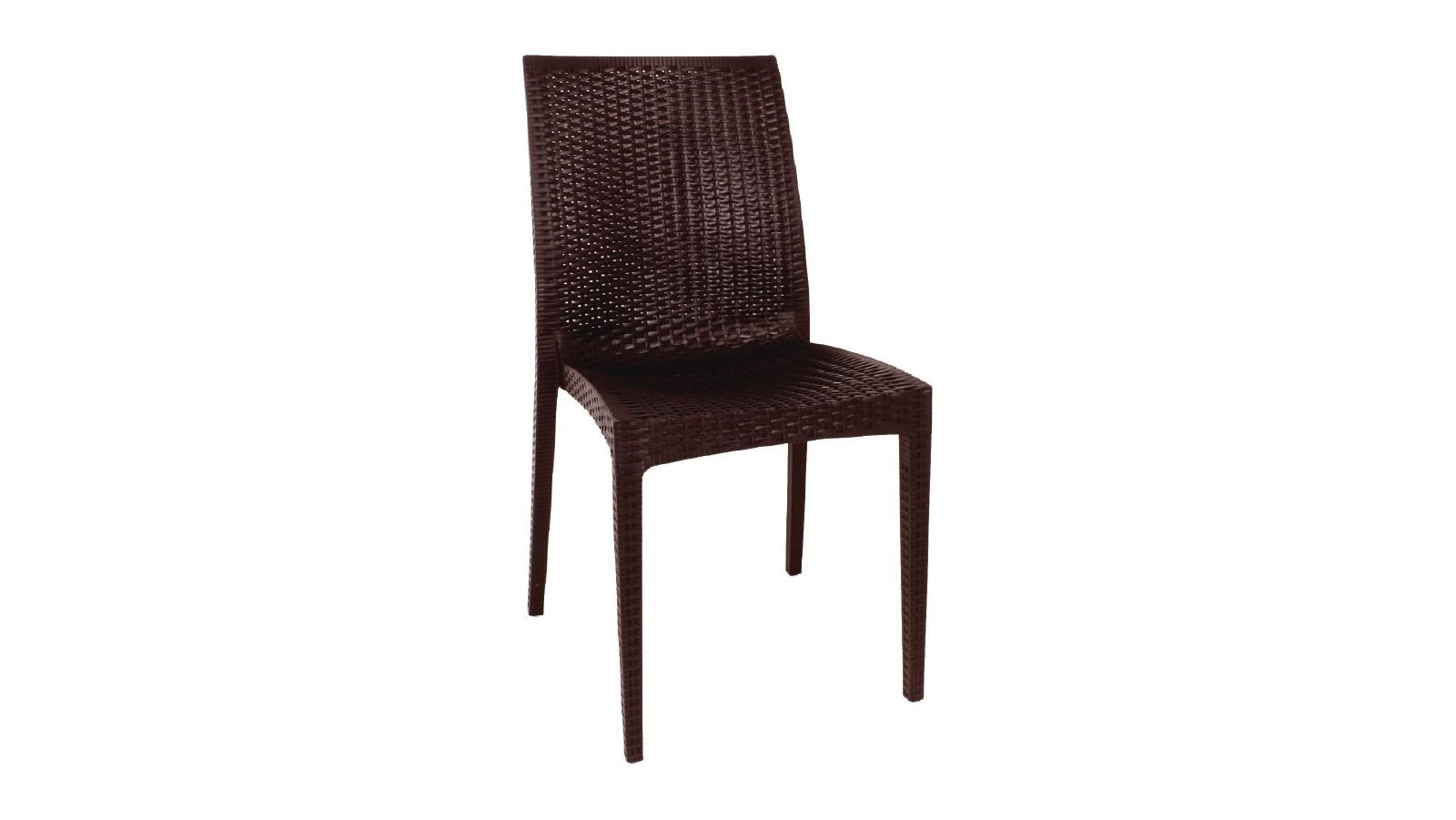 Bolero 4 Pack of PP Rattan Bistro Side Chairs - Brown