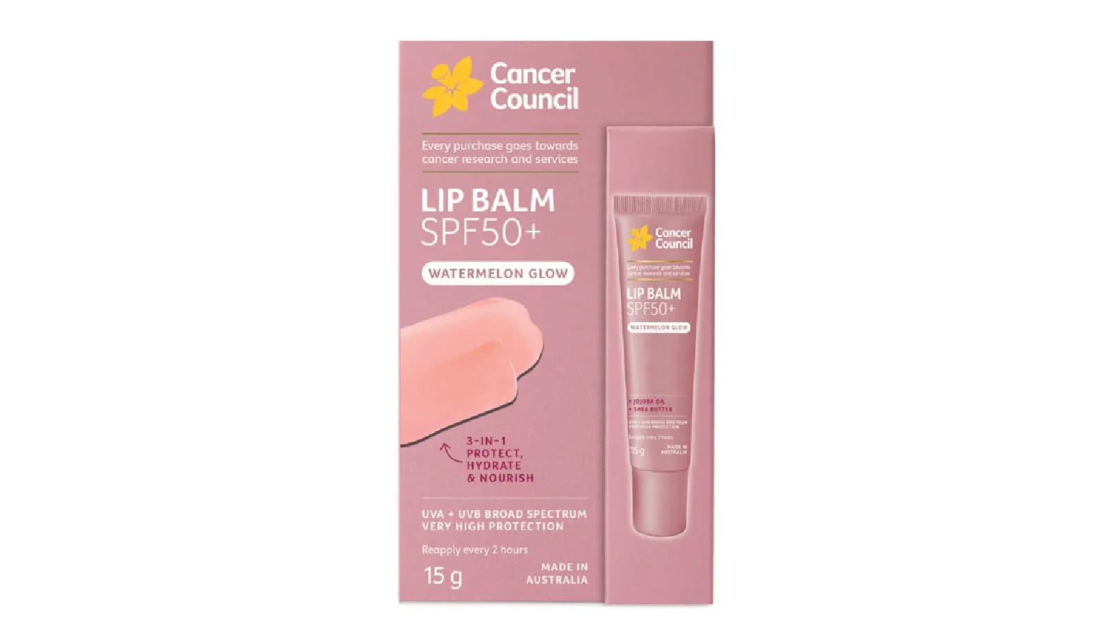 Cancer Council Watermelon Glow  SPF 50 Plus Lip Balm - 15g