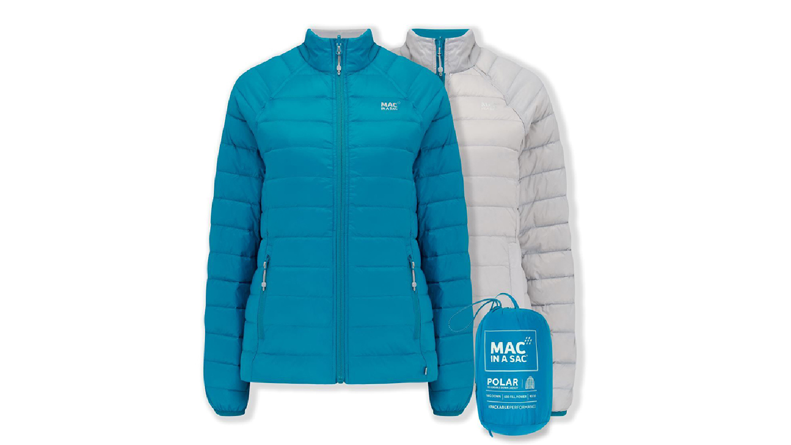 Mac In A Sac Adults Ladies Polar Reversible Down Jacket - Petrol/Grey