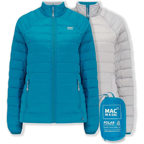 Mac In A Sac Adults Ladies Polar Reversible Down Jacket - Petrol/Grey