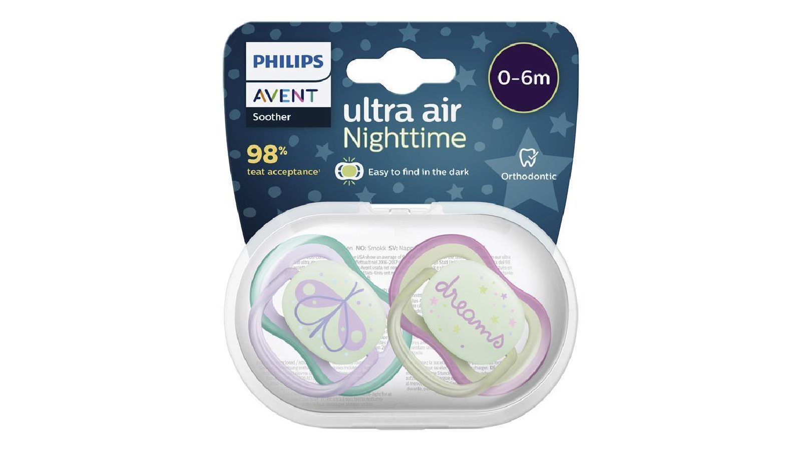 Philips Avent 2 Piece of Night Time Soother for Babies