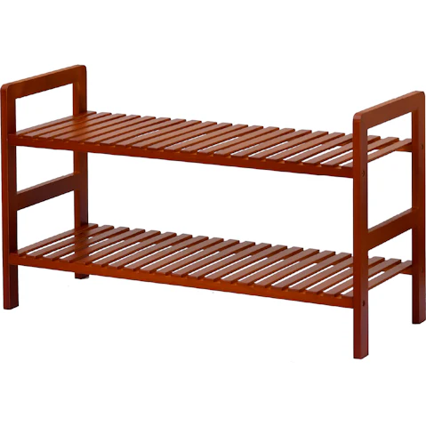 Sherwood Home 2 Tier 70 x 27 x 40cm Essential Natural Bamboo Shoe Rack - Tawny Brown