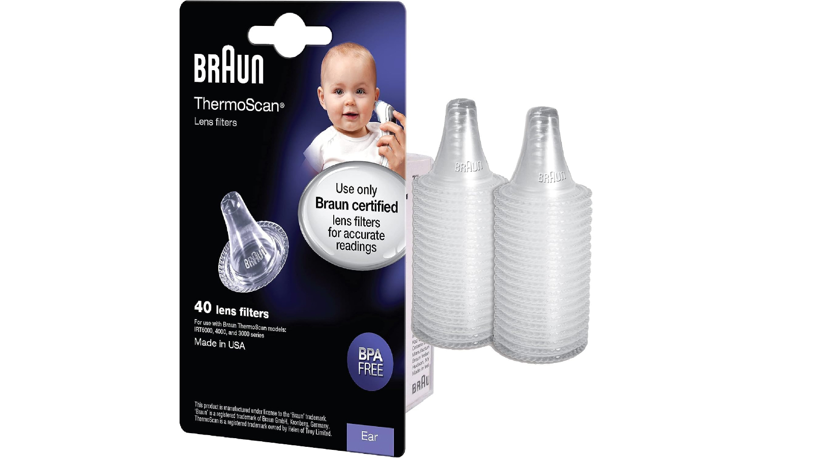 Braun ThermoScan Lens Filters Hygiene Caps Refills - 40 Piece