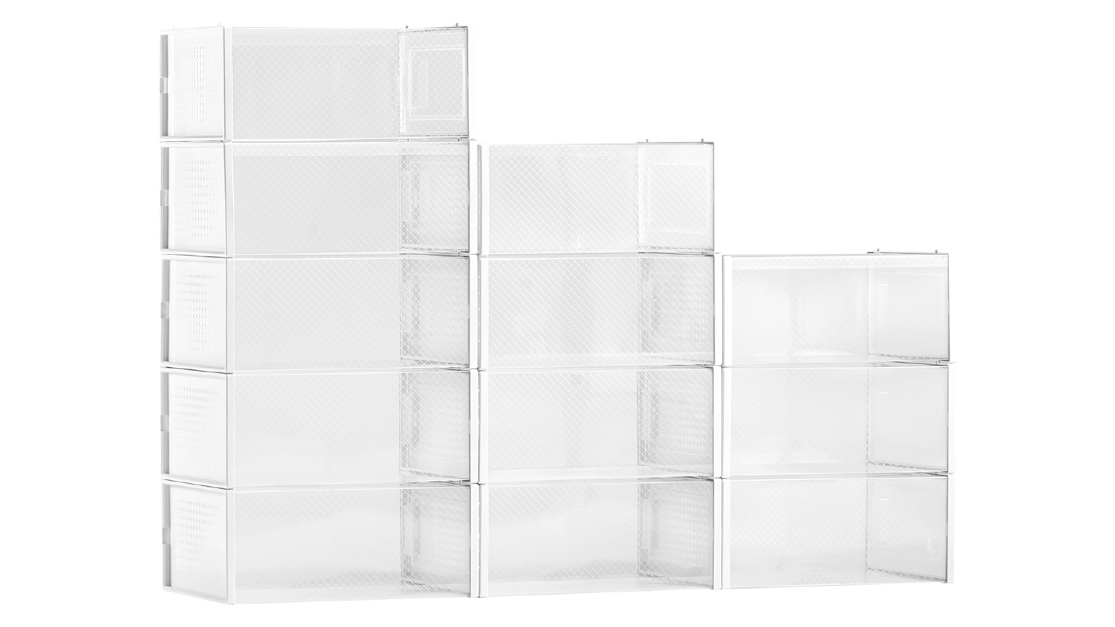 Pretty & Practical 12 Pack Stackable Shoe Boxes Storage Organizers with ...