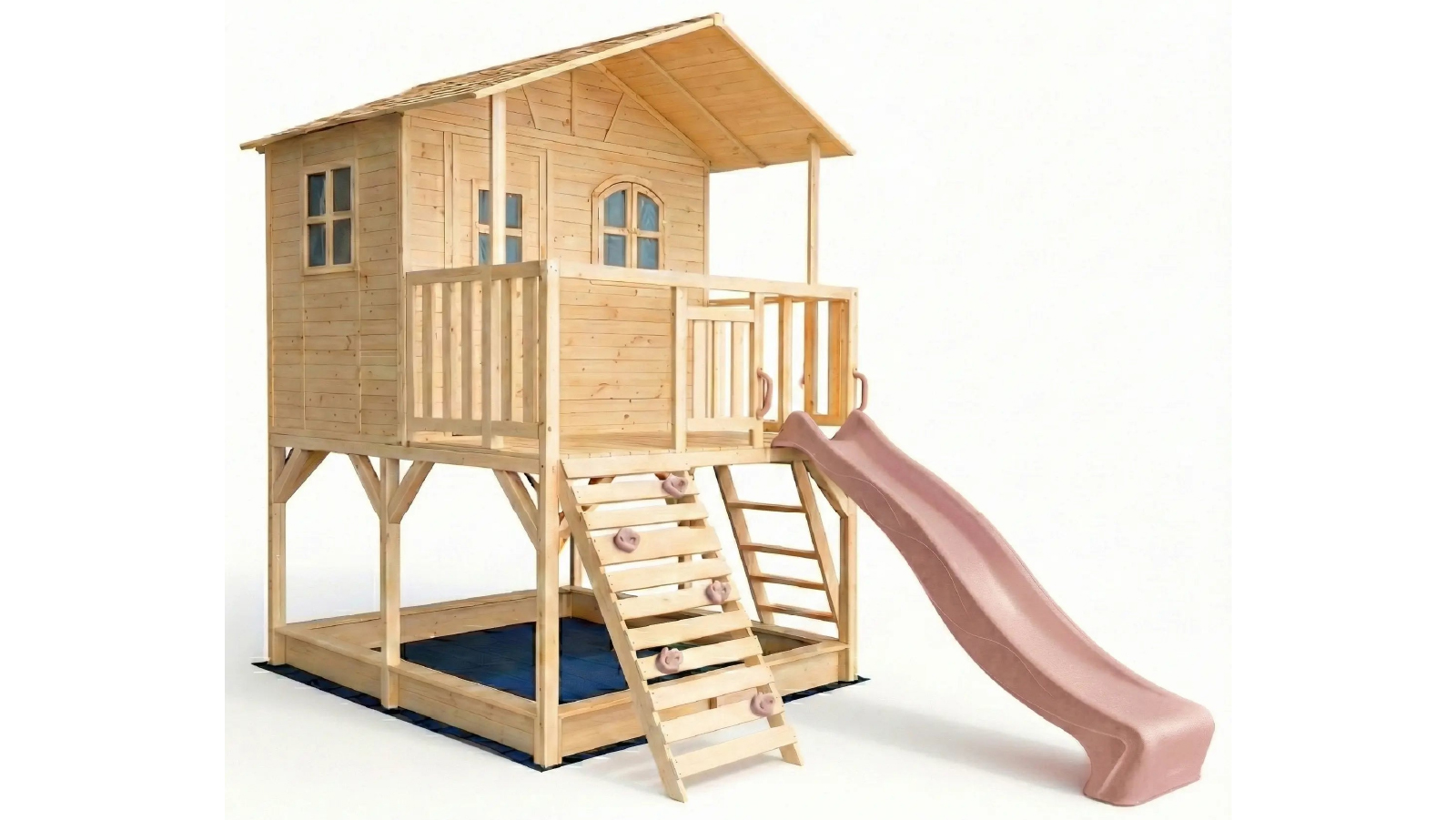 Hide & Seek Kids Marlie Cubby House with 2.2m Pearl Rose Slide