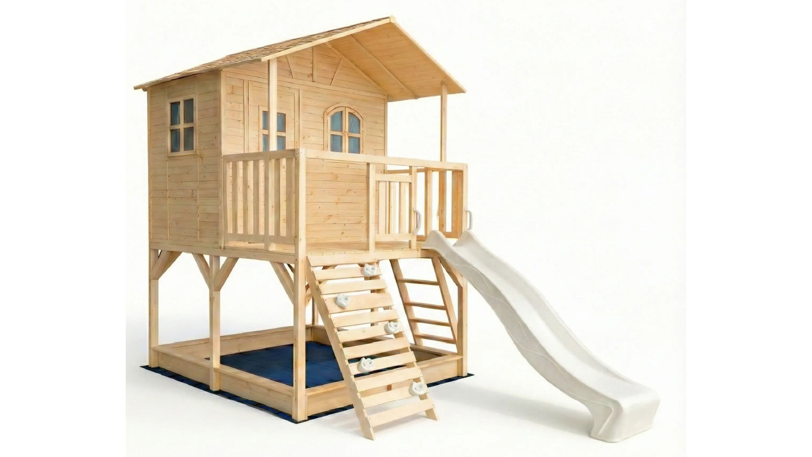 Hide & Seek Kids Marlie Cubby House with 2.2m Pearl White Slide