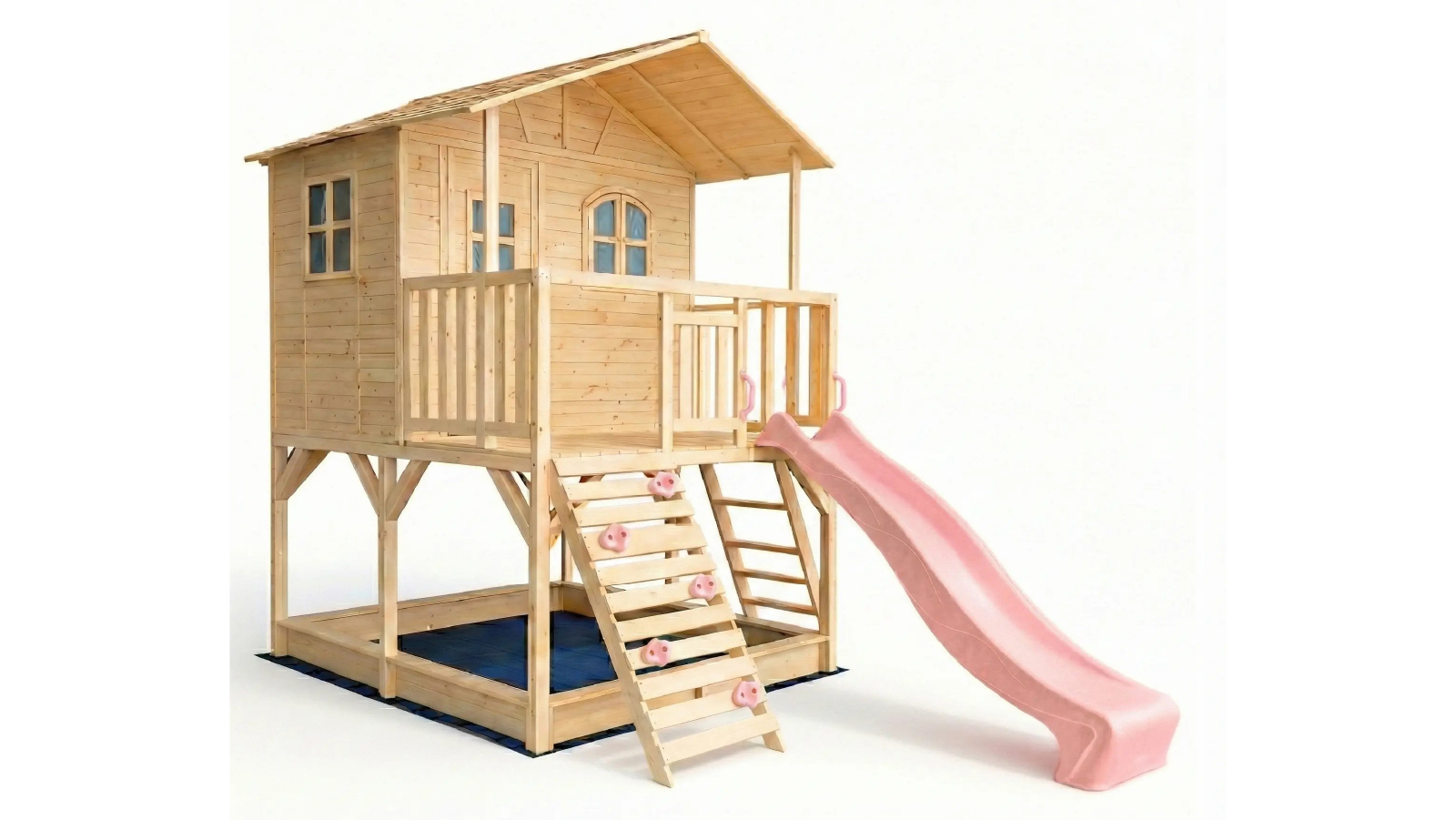 Hide & Seek Kids Marlie Cubby House with 2.2m Baby Pink Slide
