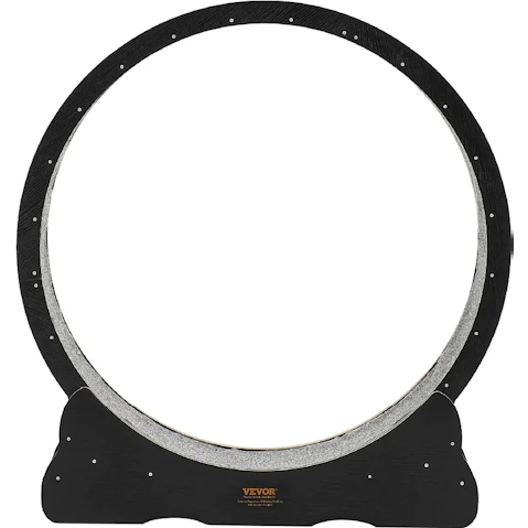 Pretty & Practica 120 cm Wooden Cat Running Wheel for Indoor Cats up to 12.7 kg with Carpeted Runway & Locking Mechanism - Black