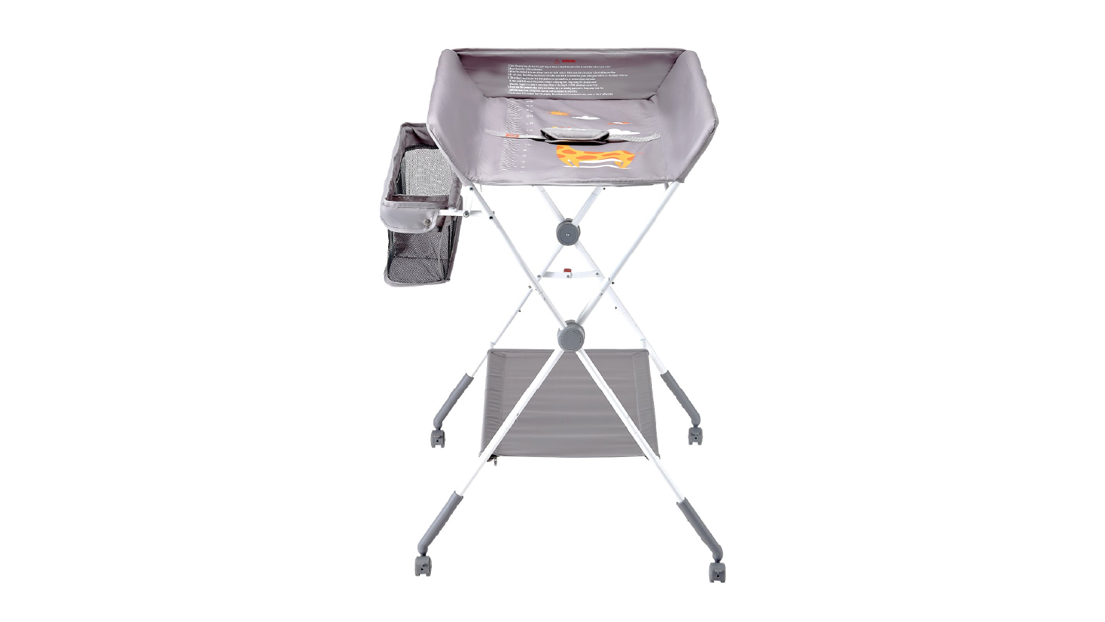 Pretty & Practical Adjustable Height Portable Baby Changing Table Station with Side Basket - Light Grey