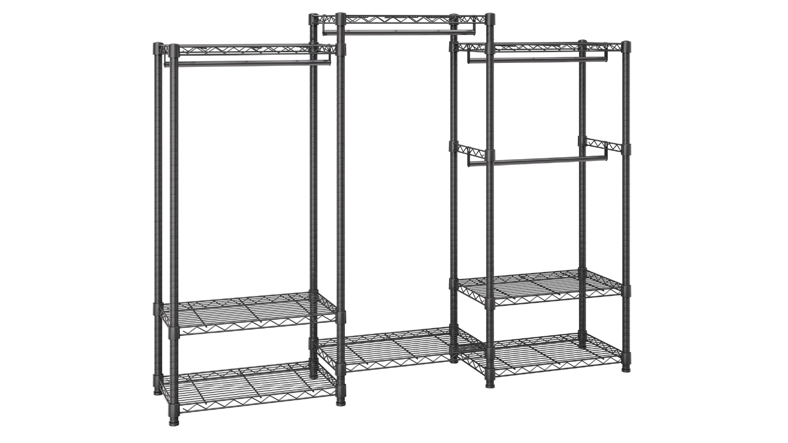 Pretty & Practical Heavy Duty Clothes Rack with 4 Hang Rods and 8 Storage Tiers