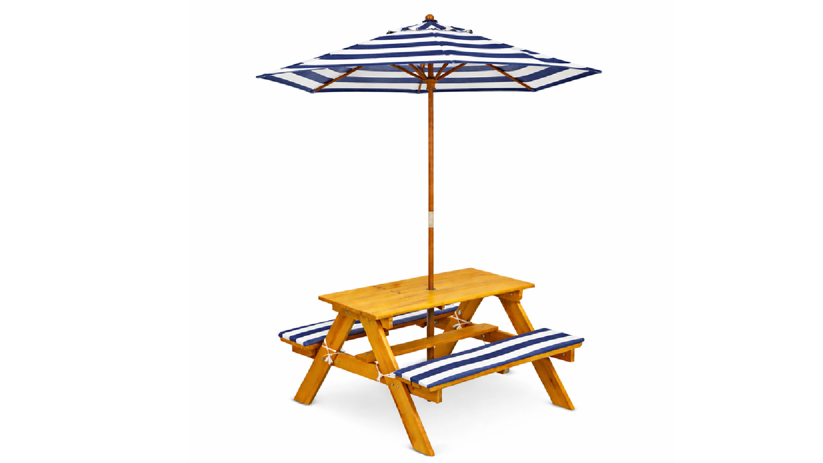 Hide & Seek Kids Picnic Table with Umbrella and Cushions - Blue & White