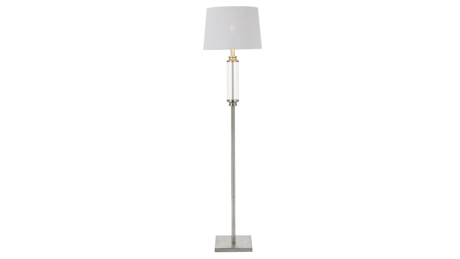 Pretty & Practical Ivory Nickel Floor Lamp with Clear and White Shade