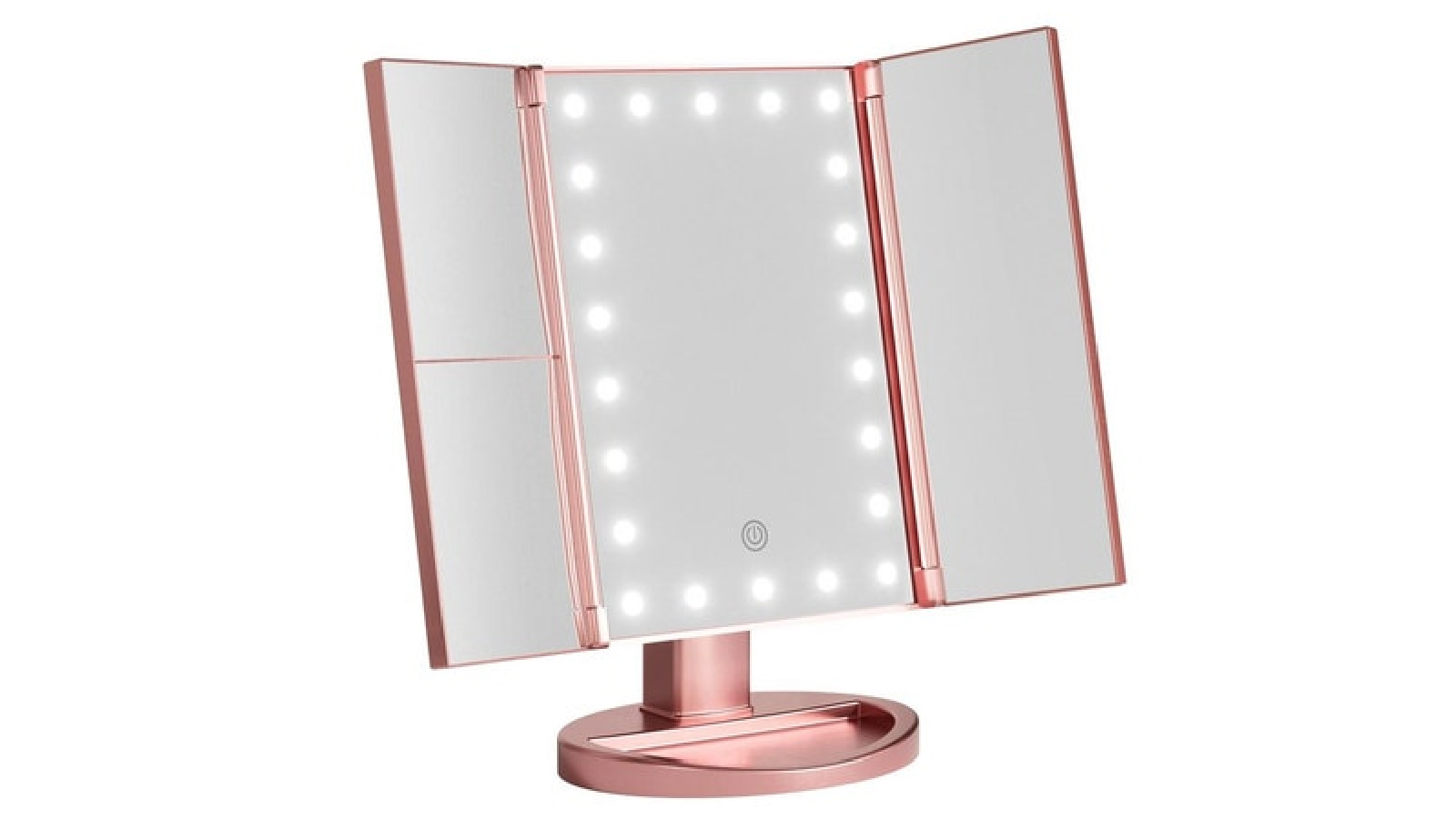 Embellir Portable Tri Fold Makeup Mirror 1X2X3X Magnifying with LED Light - Pink