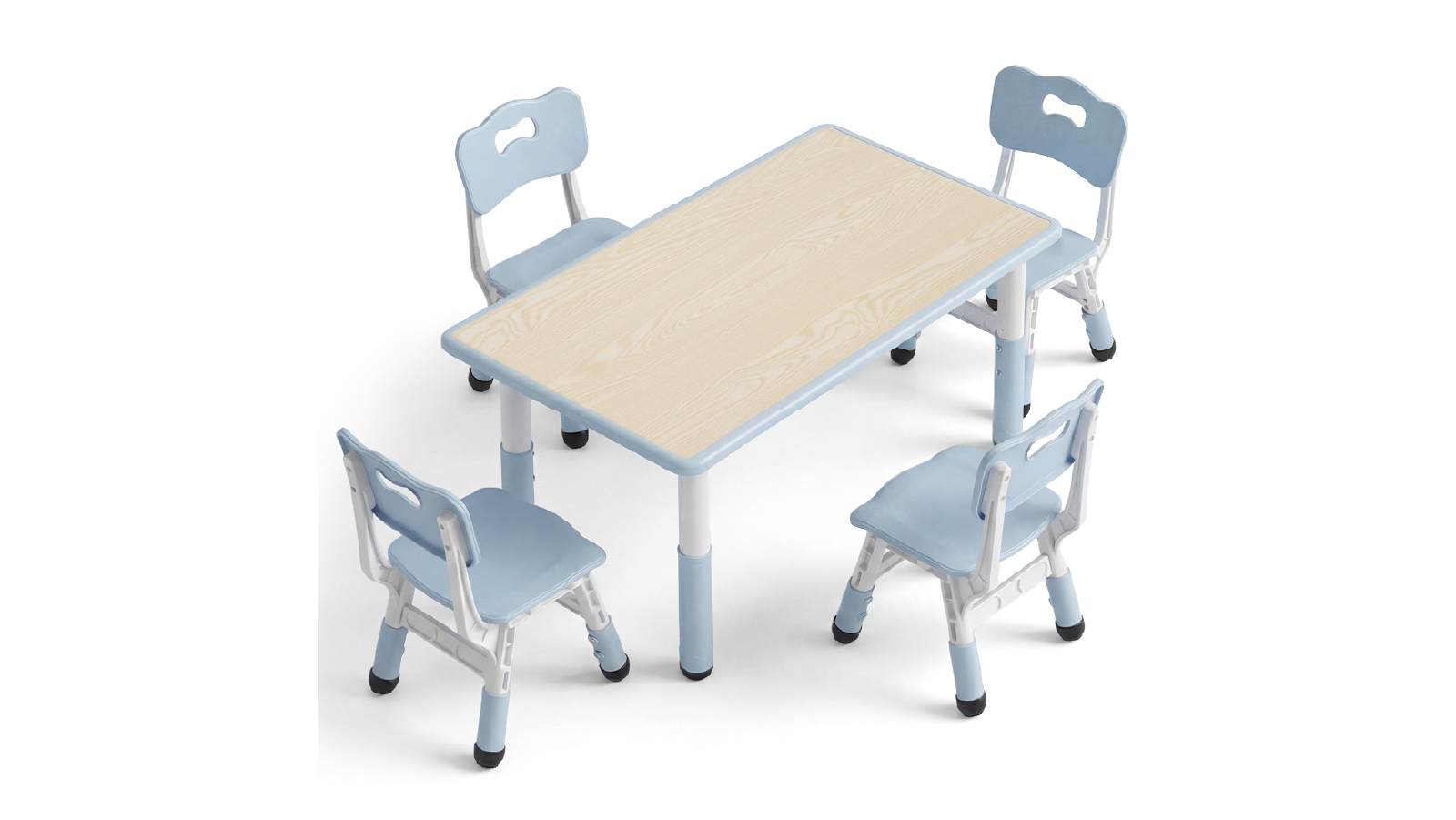 PlayPals 120 x 60cm Kids Table and 4 Chairs Set - Black