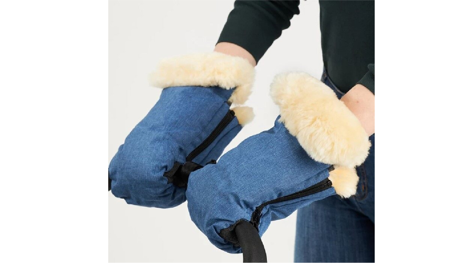 Naturally Sheepskins Sheepskin Handmitts - Linear Blue