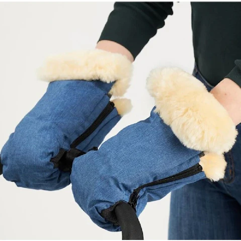 Naturally Sheepskins Sheepskin Handmitts - Linear Blue