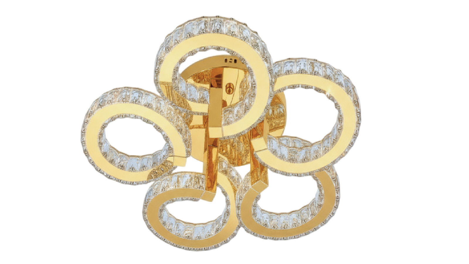 Element Lighting CTC Tri-Colour LED 550mm CIAO 5 Ring Crystal Light - Gold