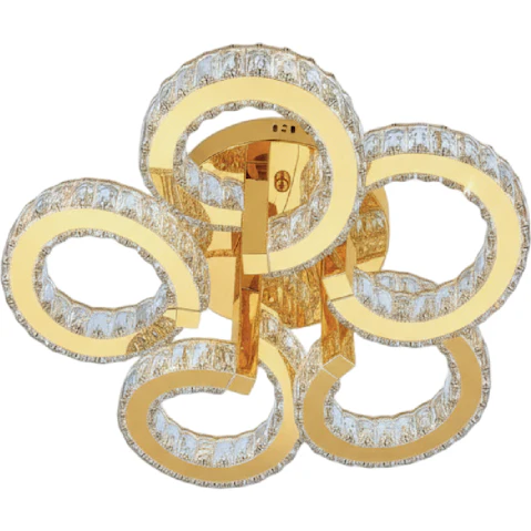 Element Lighting CTC Tri-Colour LED 550mm CIAO 5 Ring Crystal Light - Gold