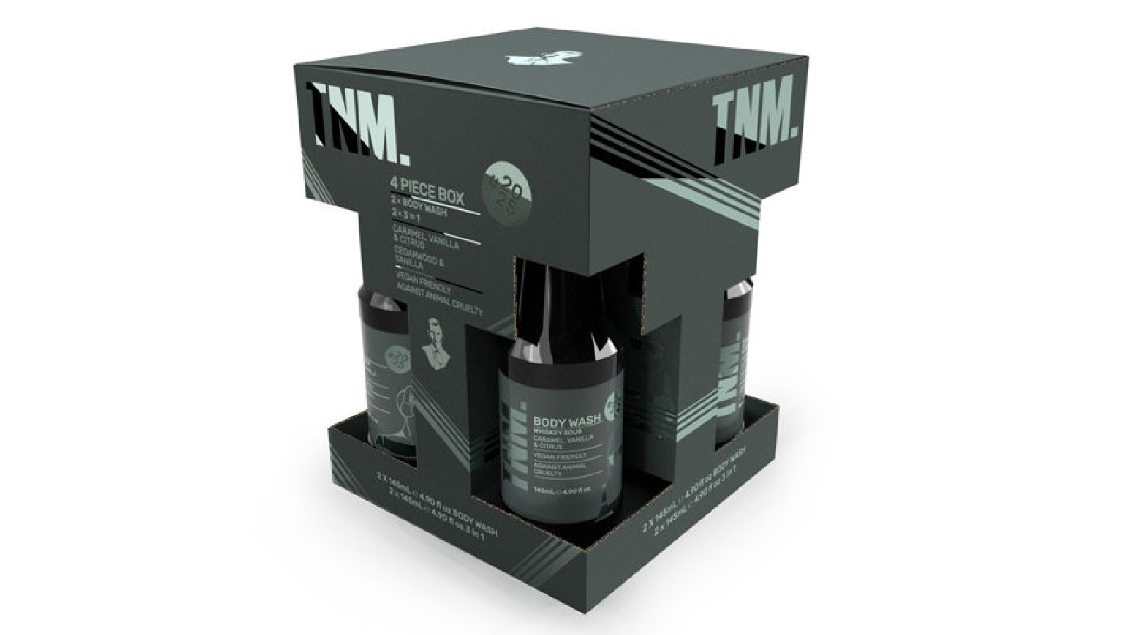 The Nourished Man Skincare 4 Pack Gift Set with Face Wash Shave Cream After Shave and Moisturiser 4 x 150ml