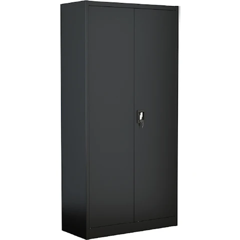 Oikiture 185cm Steel Lockable Filing Cabinet - Black