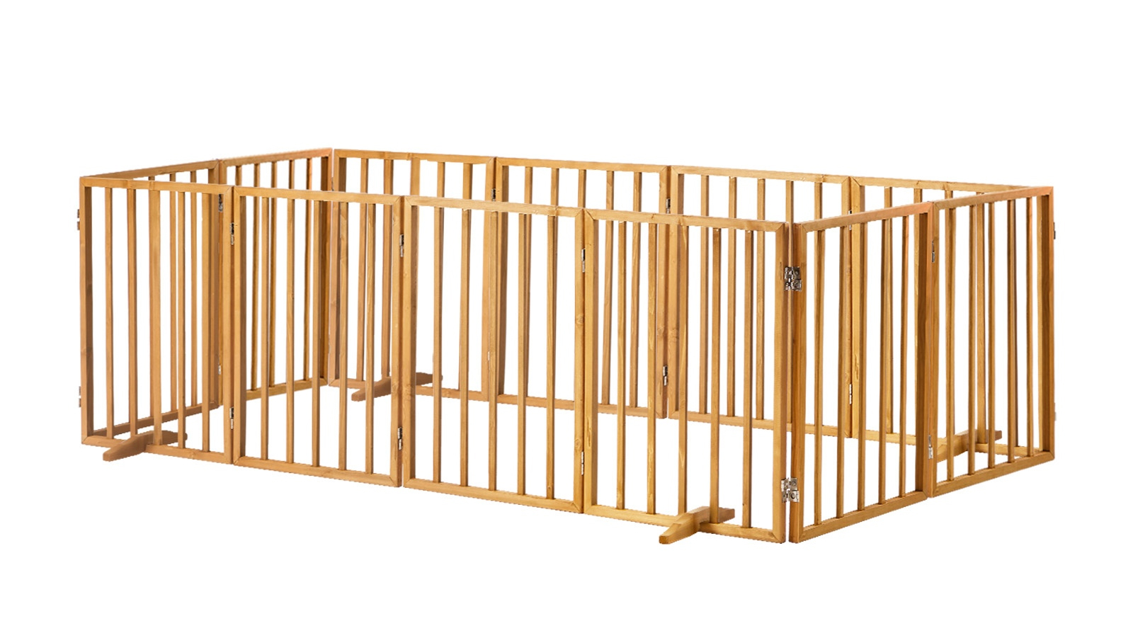 Alopet 2 Piece of  6 Panels Wooden Pet Fence - Natural