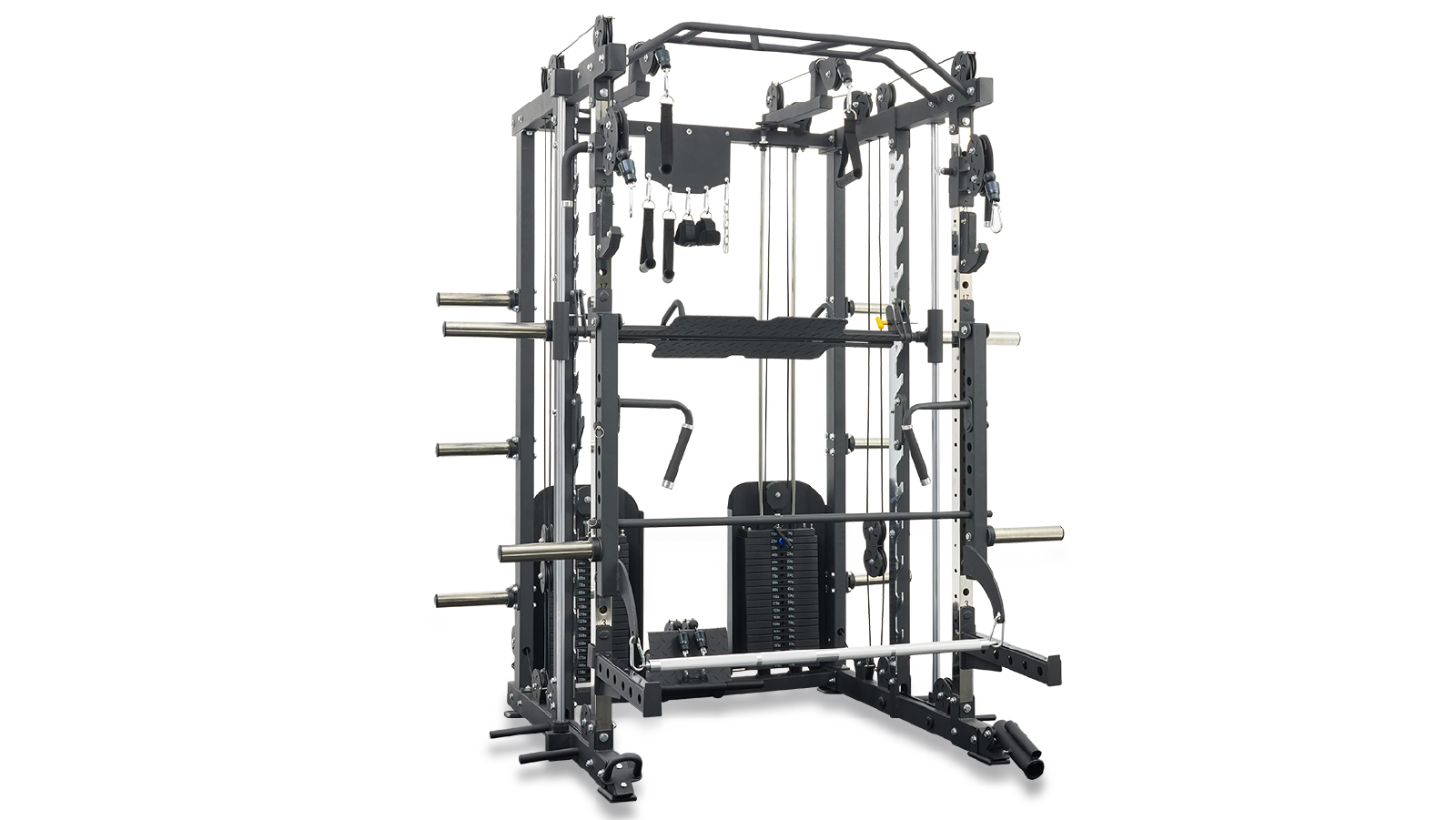 Fitness Hero Matte Black Frame Reload Pro Series Max HD Smith Machine HCRD with Seat