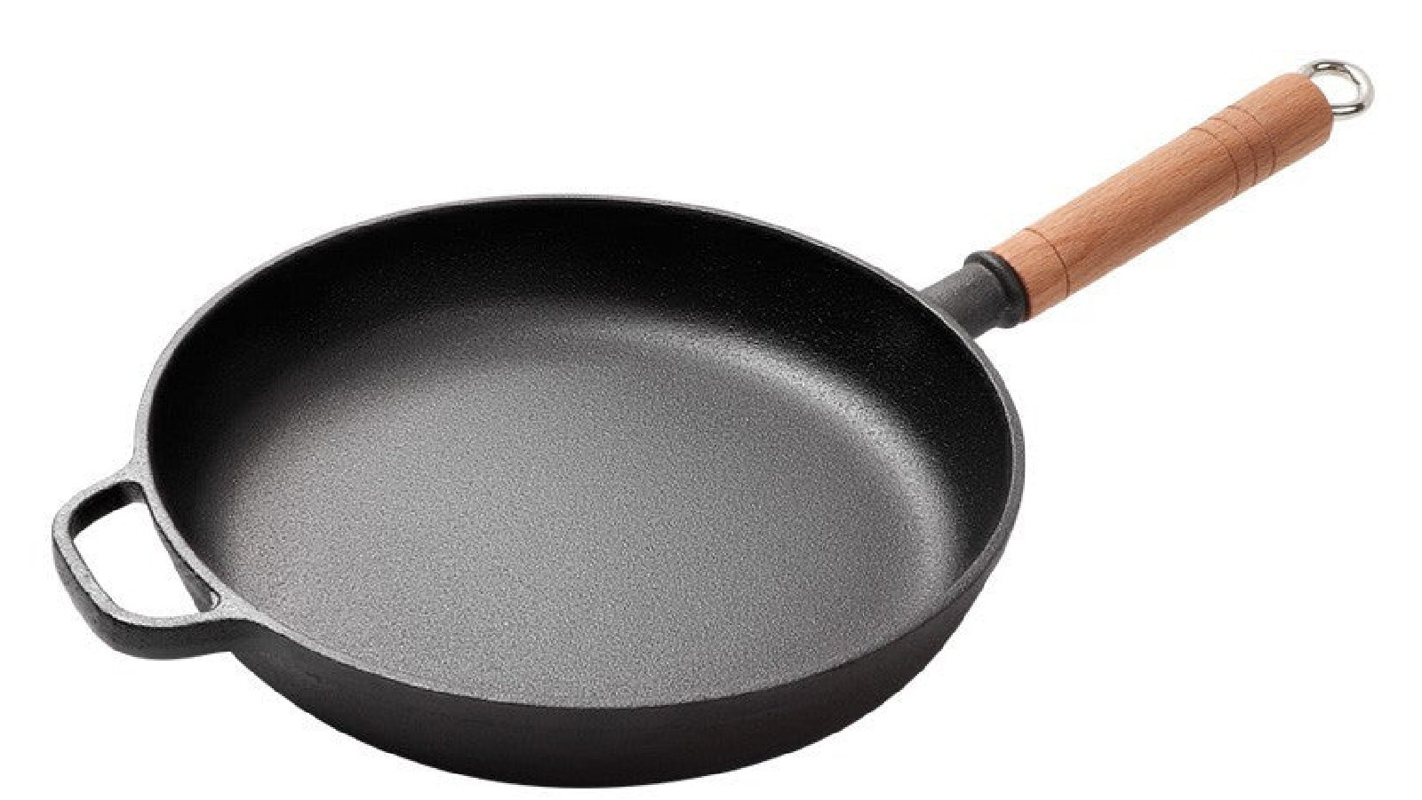 AUPK Cast Iron Pre-Seasoned Skillet Kitchen Saute Fry Pan with Glass Lip - 24 cm