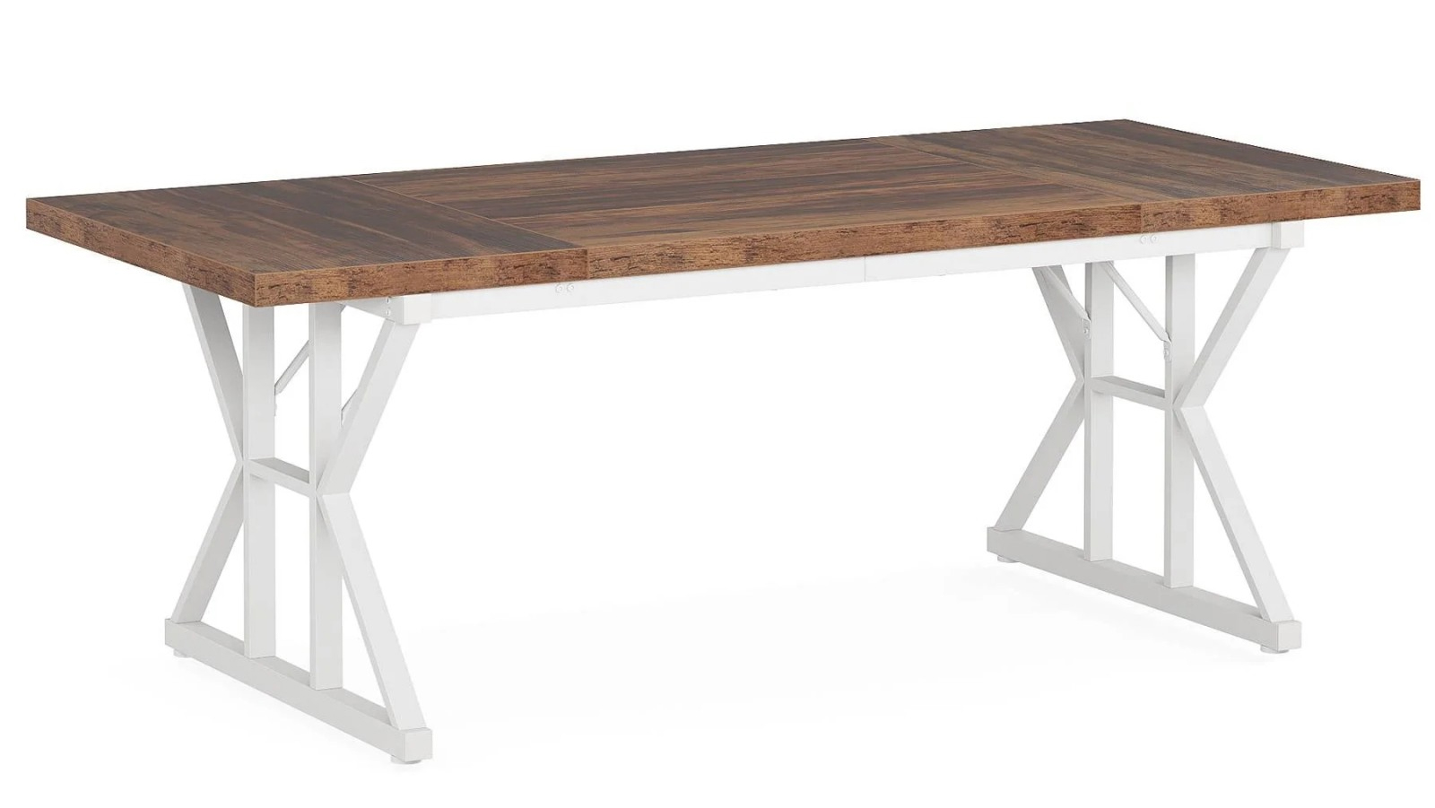 Oakory 180cm Office Desk with Brown Top and White X Frame