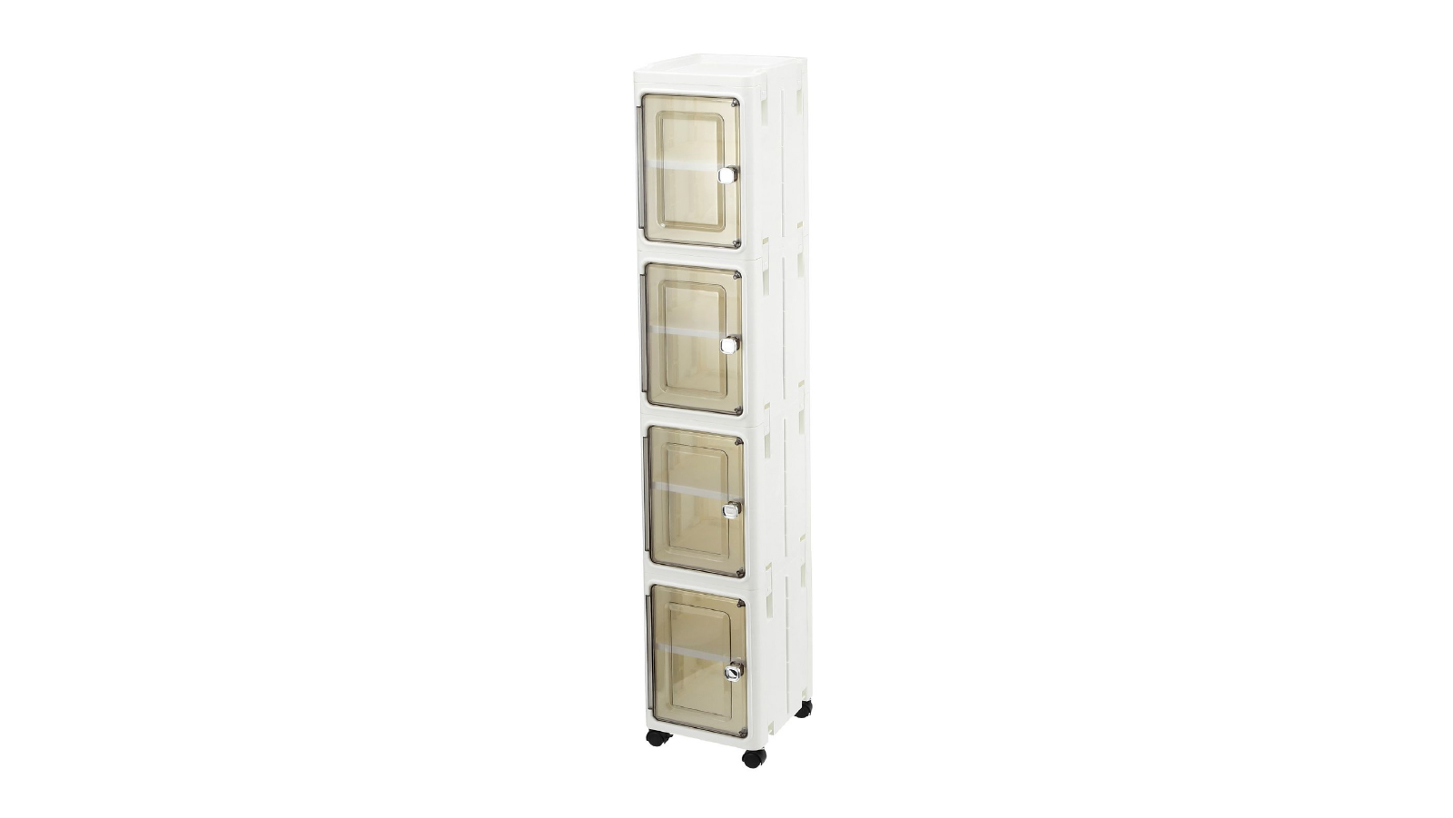 Foldable 4 Tier Slim Plastic Crevice Cabinet on Wheels - 28 x 26 x 23cm
