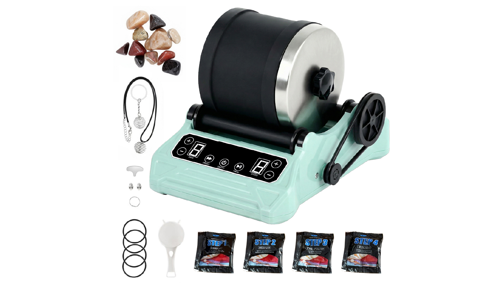 Advwin Professional Electric Rock Tumbler Kit for Adults and Kids - Green 