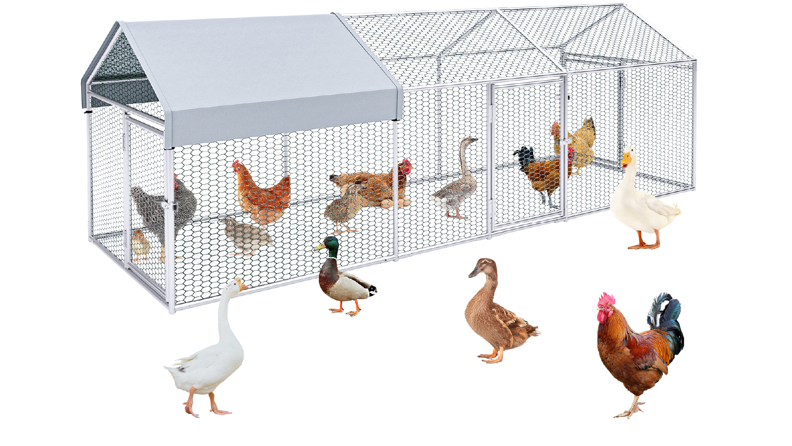 Advwin 3metre Backyard Chicken Coop with Cover - Silver