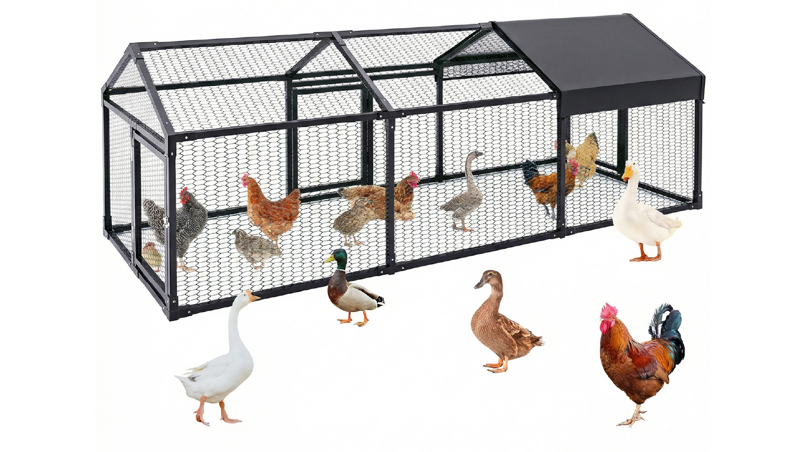 Advwin Backyard Chicken Coop with Cover - Silver