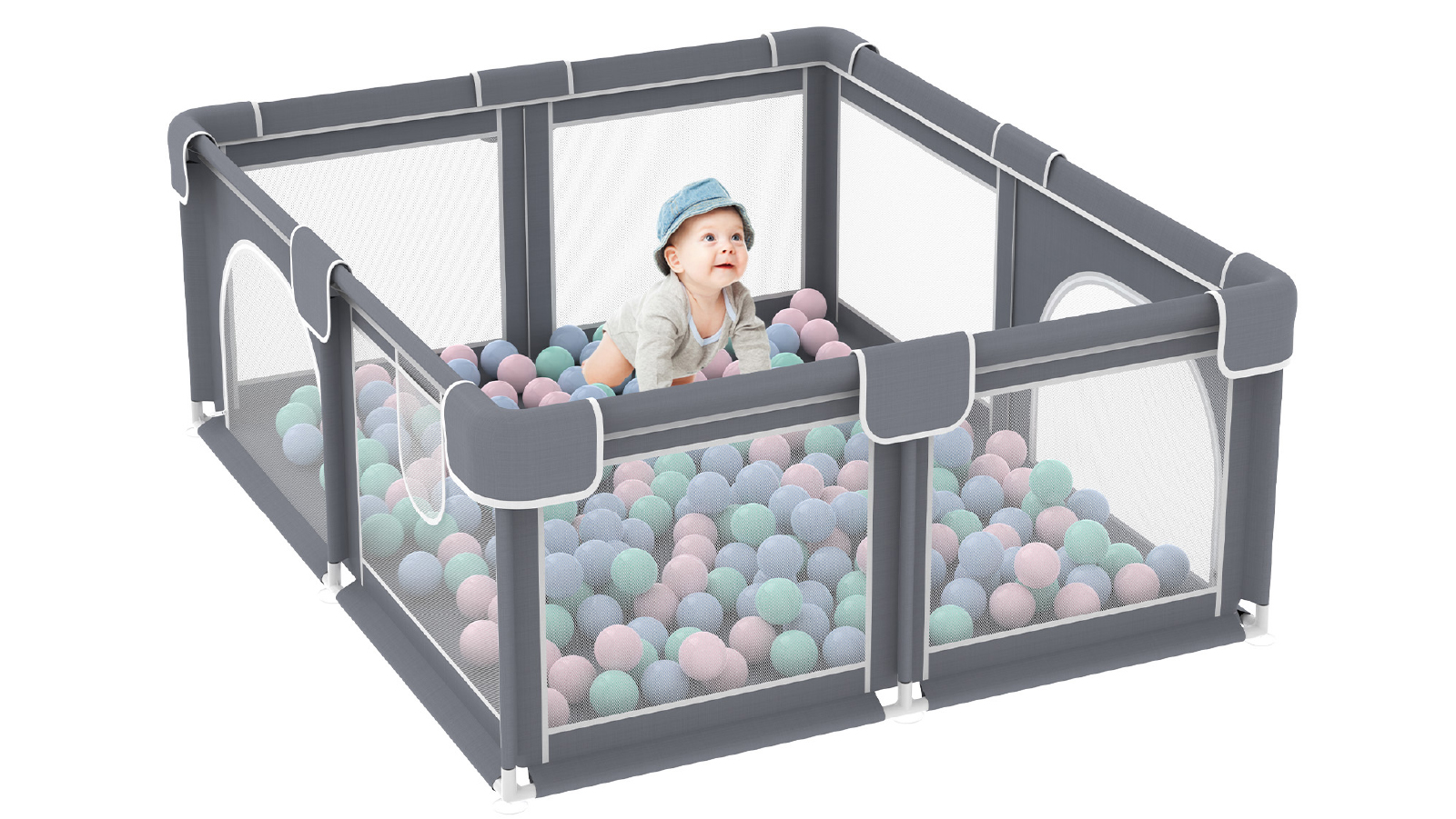 Advwin Large 180 x 200cm Baby Playpen with Anti-Slip Base and 50 Ocean Balls