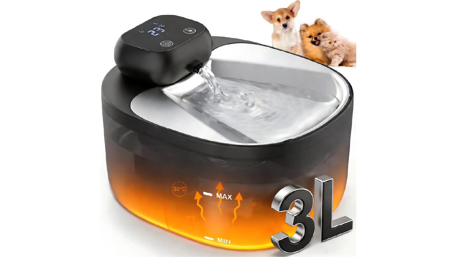 Advwin 3 Litre Pet Cordless Thermostatic Automatic Water Fountain