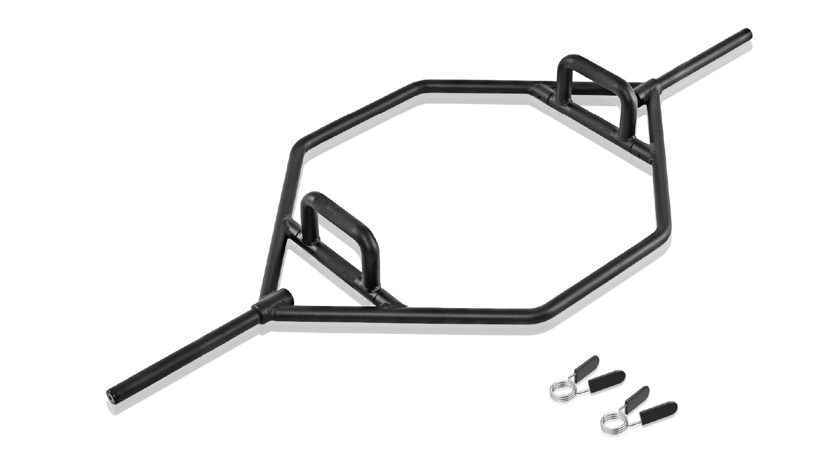 Costway Olympic Hex Full Body Strength Training Weight Lifting Bar with Flat Shrug and Deadlift Bar - Black