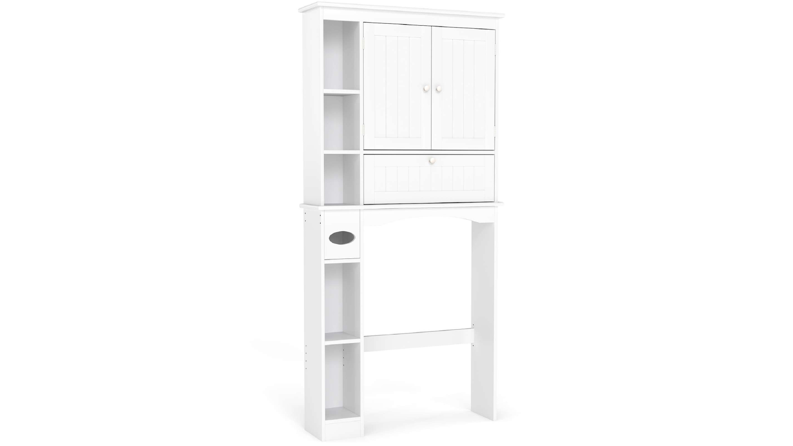 Costway Over The Toilet Bathroom Storage Cabinet Rack with 2 Doors Adjustable Shelves  -White