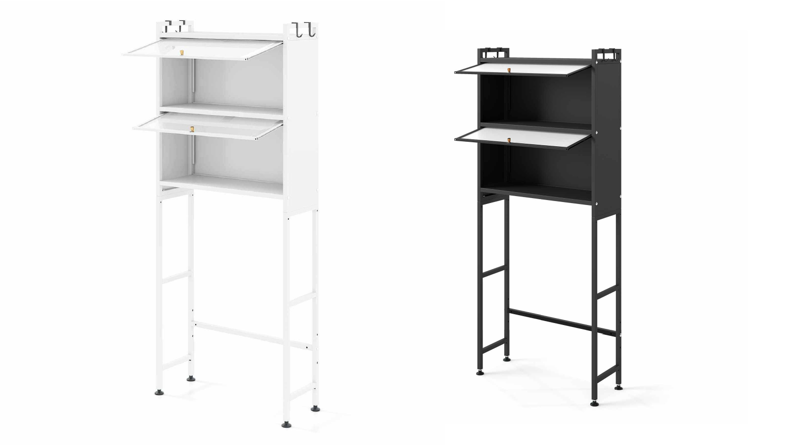 Costway Over Toilet Cabinet Flip-up Bathroom Storage Organizer with 4 Hooks