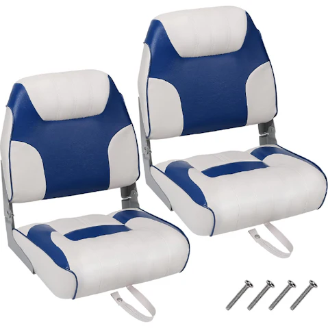 Pretty & Practical 2 Pack of Low Back Fold-Down Fishing Boat Chair with Sponge Padding