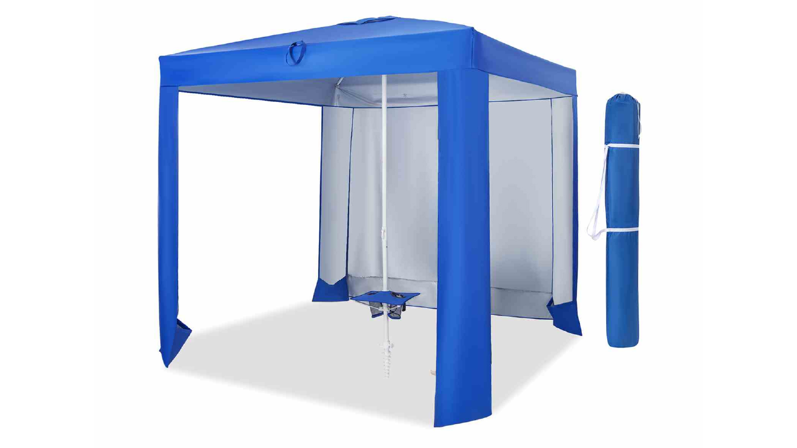 Costway 241cm UPF50+ Beach Cabana Tent with Folding Table - Blue