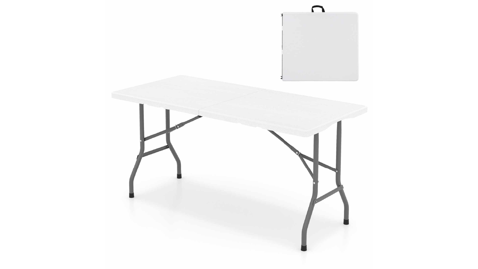 Costway 152cm Folding Waterproof Picnic Table with Handle - White