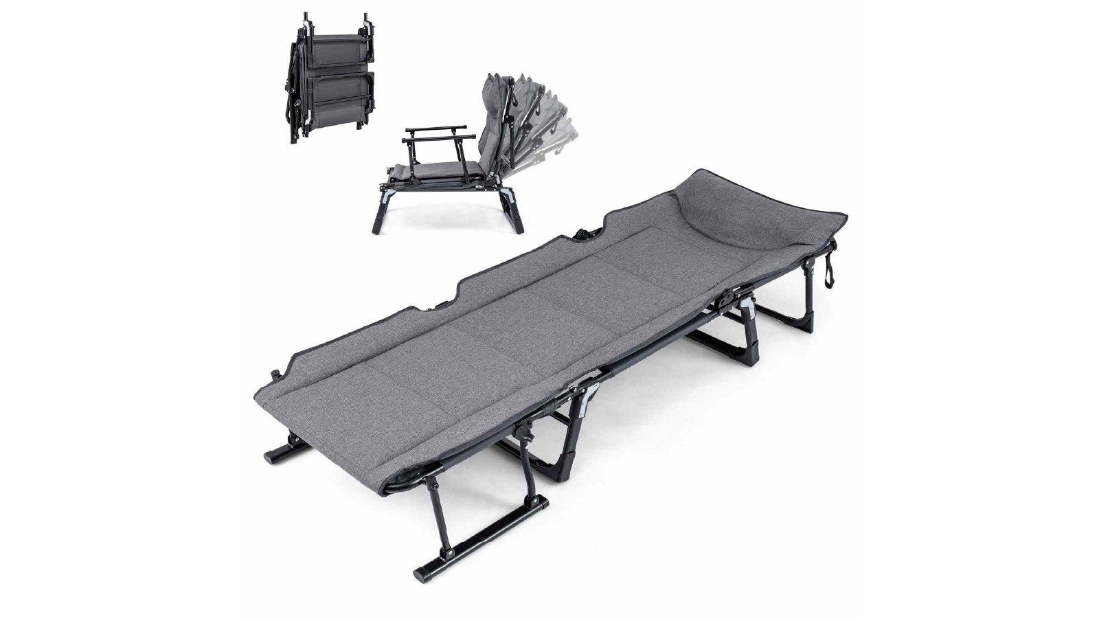 Costway 3 in 1 Folding Camping Convertible Single Sofa Chair with 6 Position Adjustable Backrest