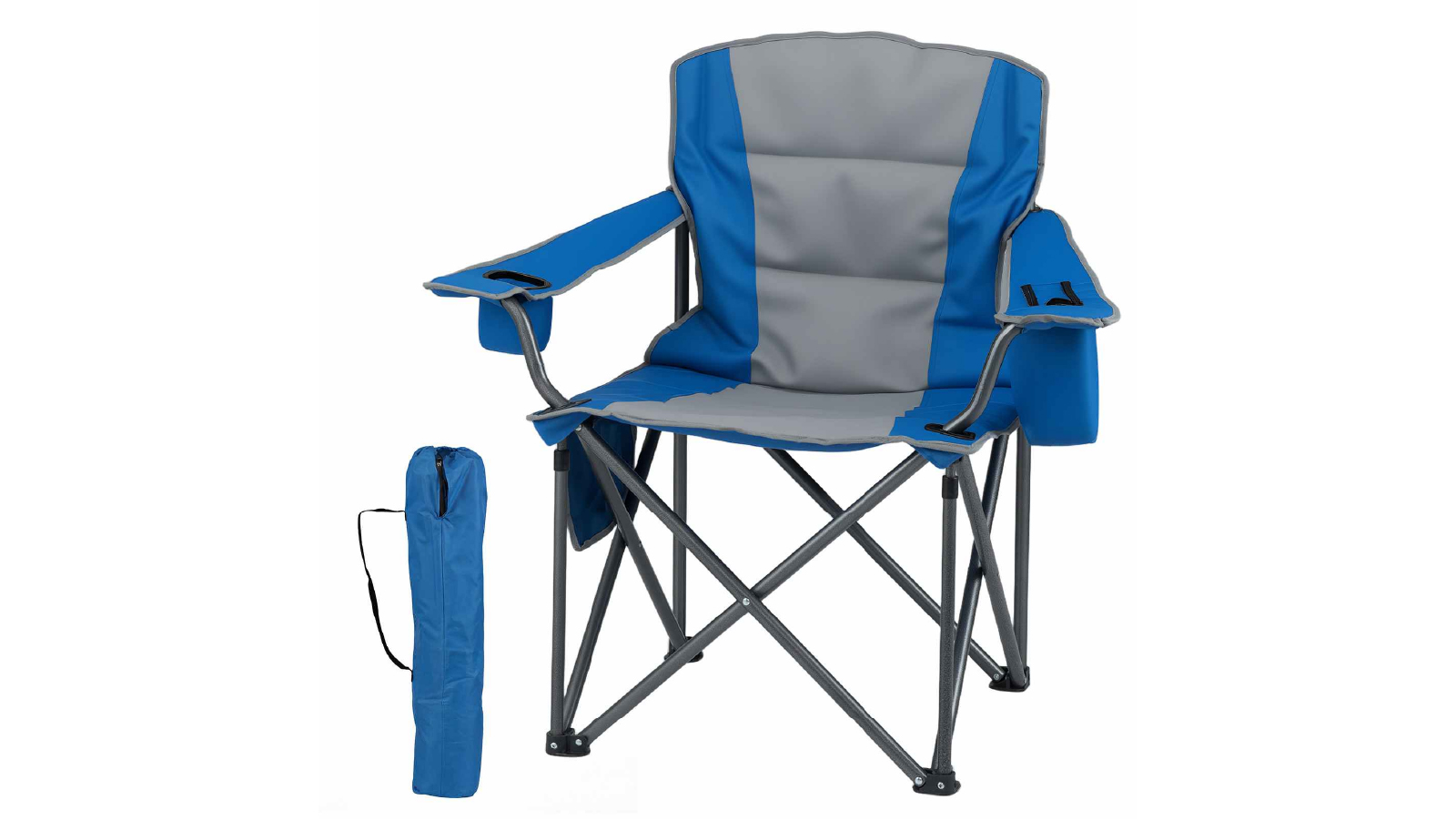 Costway Portable Outdoor Padded Armchair with Zippered - Blue