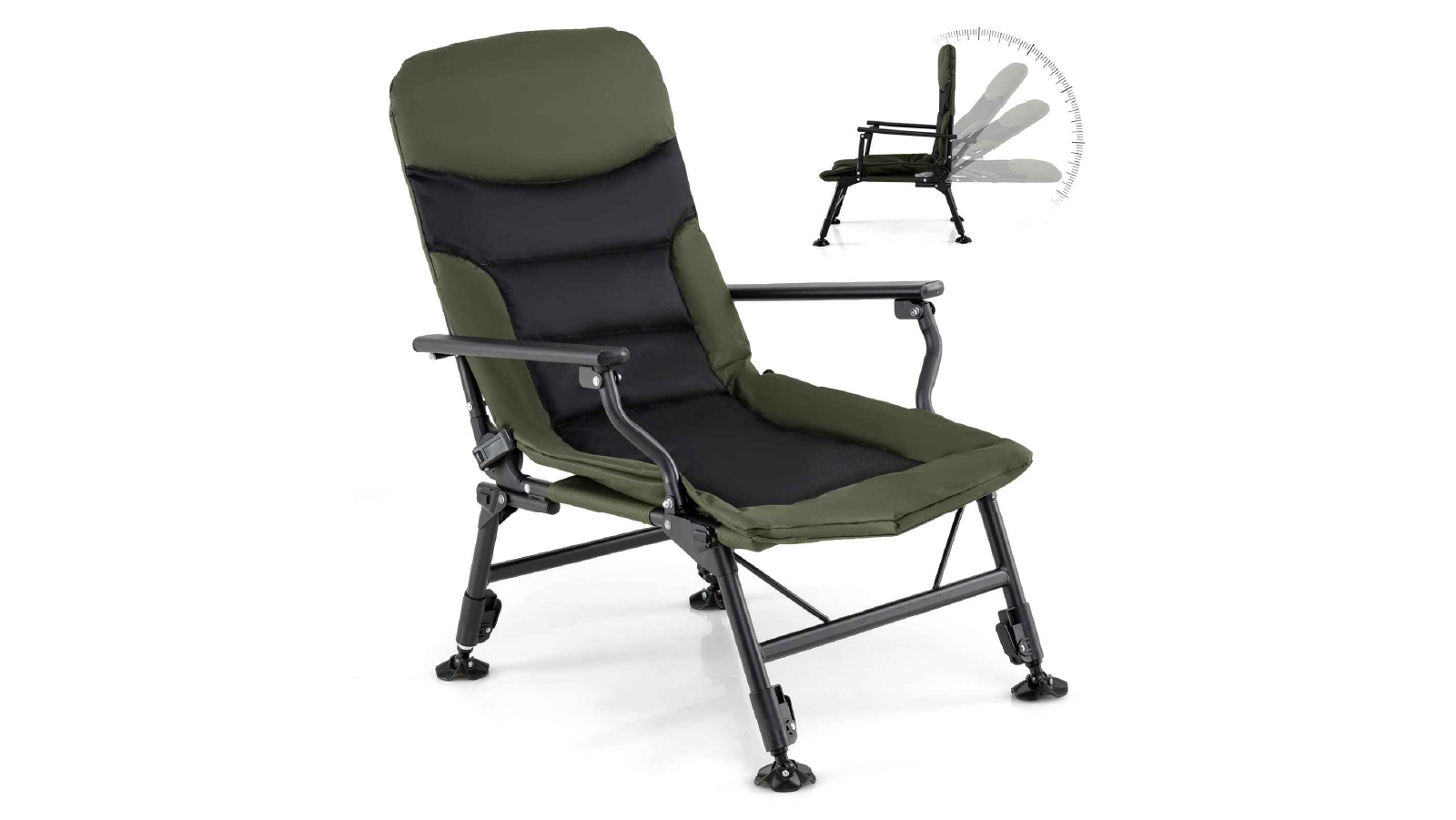 Costway Portable Recliner Adjustable Camping  Lounge Chair - Green